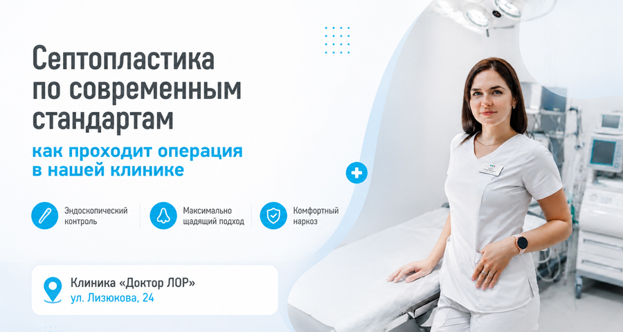 Септопластика в клинике «Доктор ЛОР» на ул. Лизюкова, 24: восстановление свободного носового дыхания